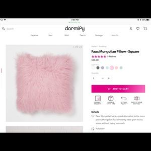 Light Pink Faux Mongolian Pillow from Dormify